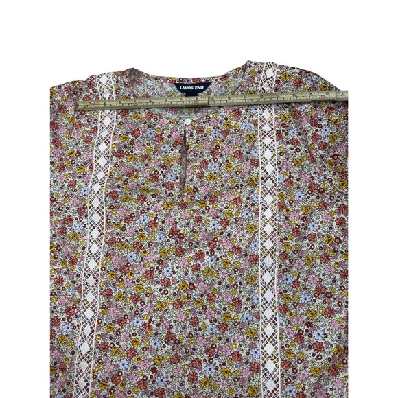 Lands End Womens Floral Print Cotton Blouse XL 18 - Picture 10 of 12